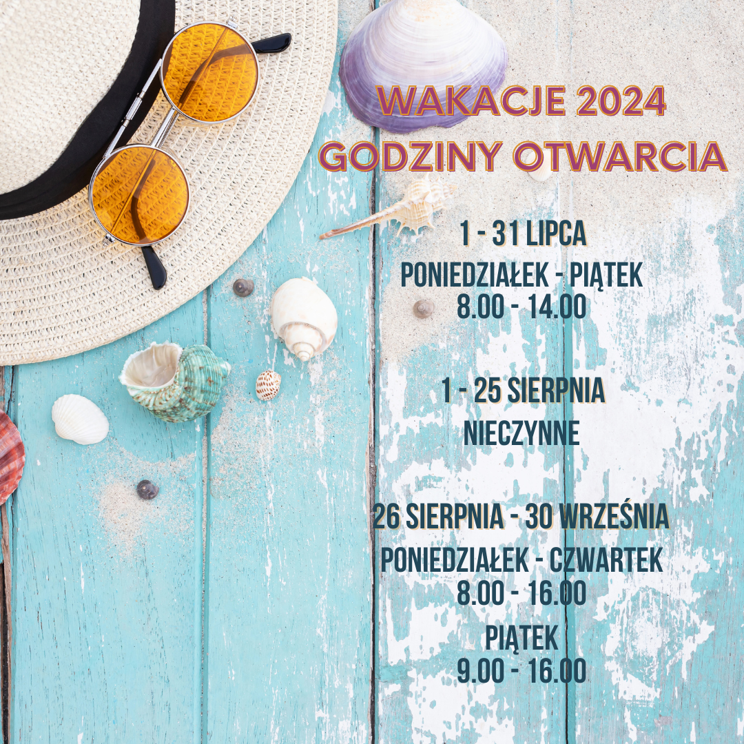 Wakacje 2024 godziny otwarcia Biblioteki